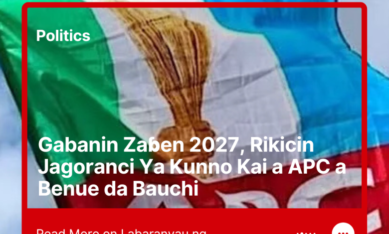 APC Na Fuskantar Rikicin Cikin Gida a Jihohin Benue da Bauchi Gabanin 2027